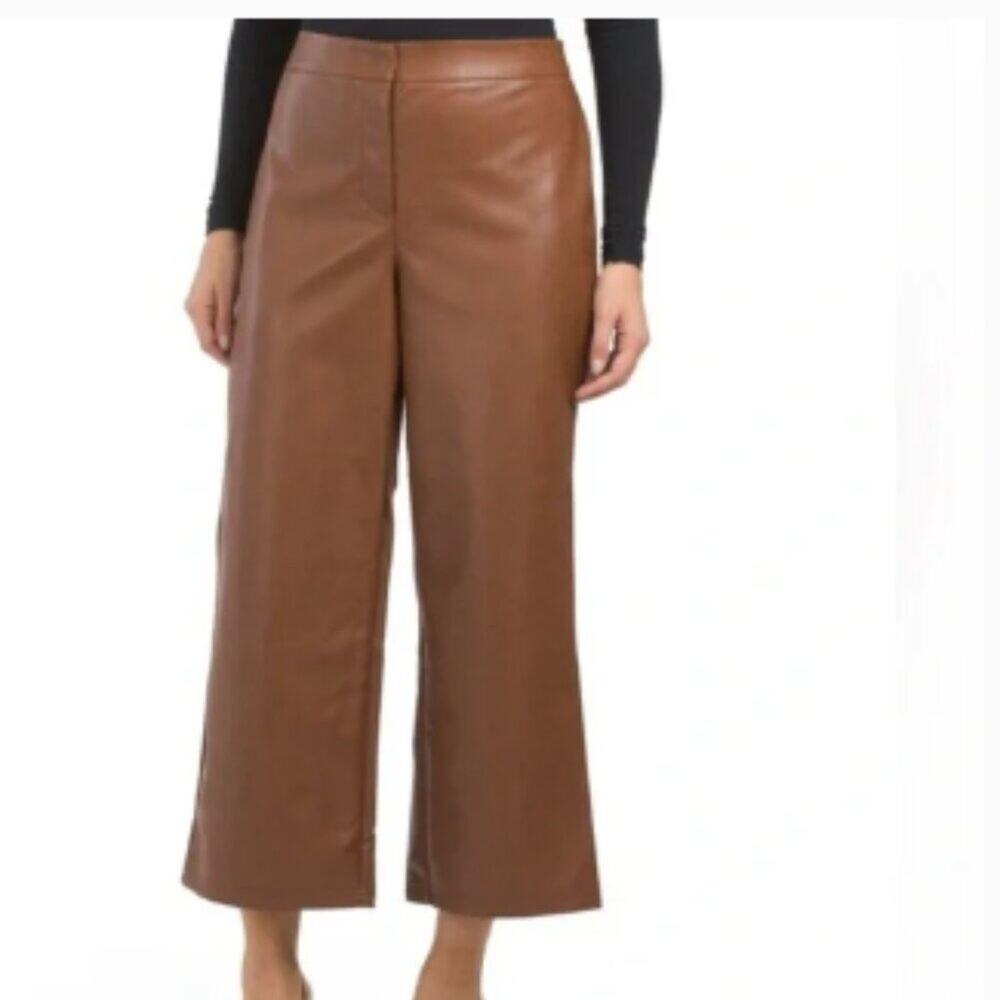 NWOT Bagatelle Vegan Leather Wide Leg Pant 2x Cognac